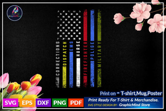 American Flag Firefighter Design for Crafts & Graphics