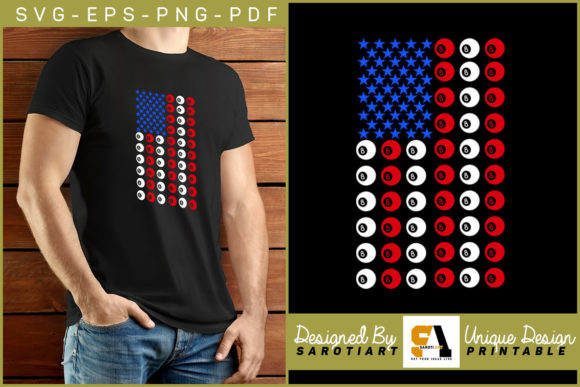 Billiard Ball USA Flag Graphics for Crafts & Blogs