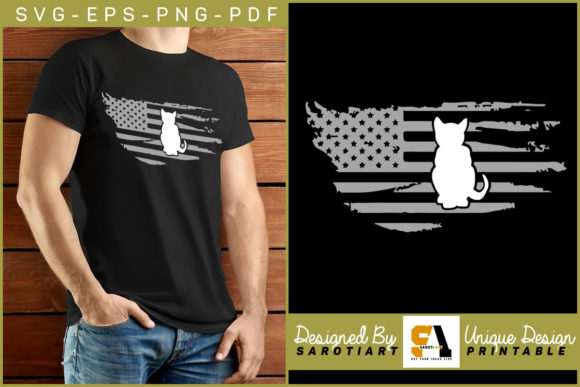 Cat Lover T-shirt Design: USA Flag Graphics for Crafts