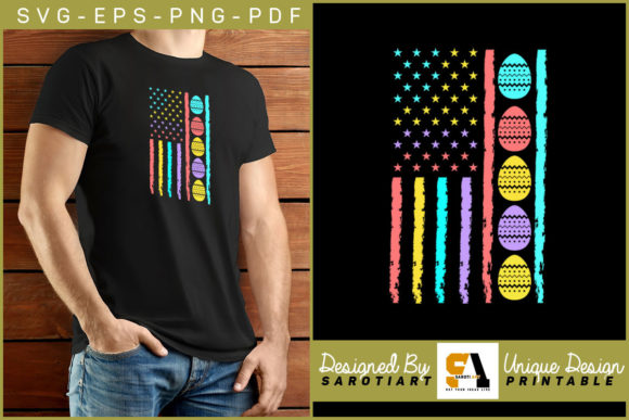 Easter Eggs USA Flag Graphics for Crafts