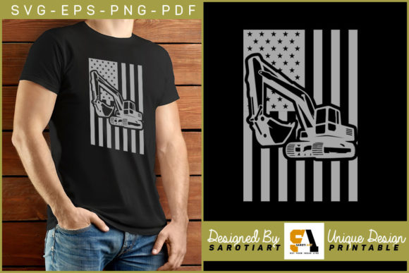 Excavator Flag Graphics for Crafts & Blogs
