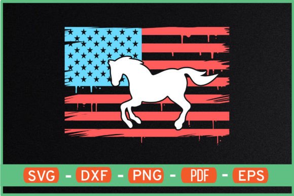 Horses with USA Flag: Graphics for Crafts