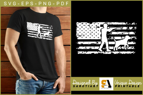 Hunting with Dog USA Flag: Graphics for Crafts