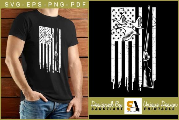 Hunting with USA Flag Design T-shirt: Graphics for Crafts