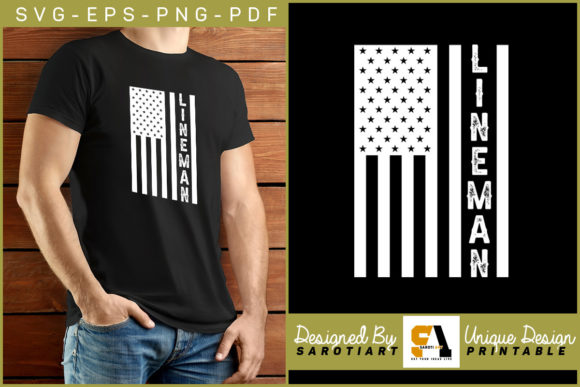 Lineman USA Flag Graphic for Crafts & Graphics