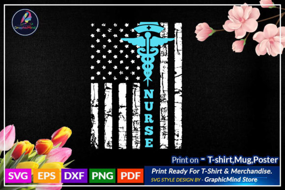 Patriotic USA Flag Nursing Graphics for Crafts