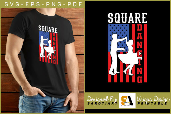 Square Dancing with USA Flag T-shirt: Graphics for Crafts