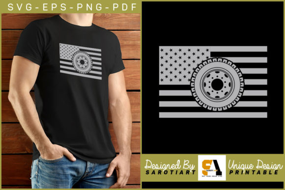 Truck Driver USA Flag Graphics for Crafts
