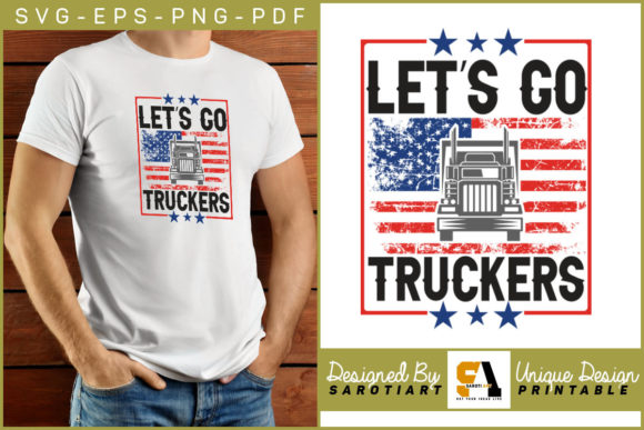 Truckers with USA Flag: Graphics for Crafts