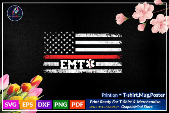 USA Flag EMT Nursing Graphics for Crafts