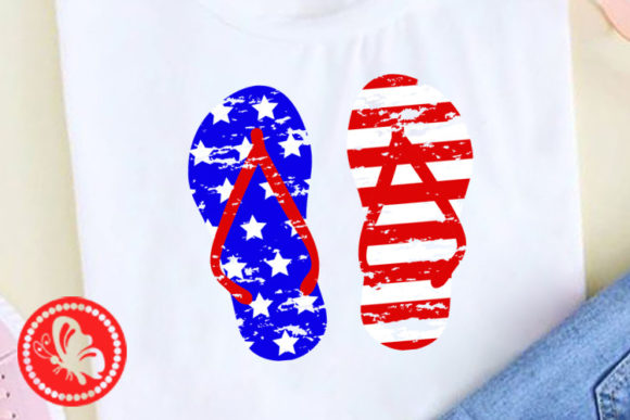 USA Flag Flip Flops Graphics for Crafts & Blogs