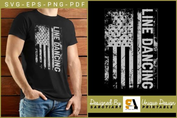 USA Flag Line Dance Graphics for Crafts Projects