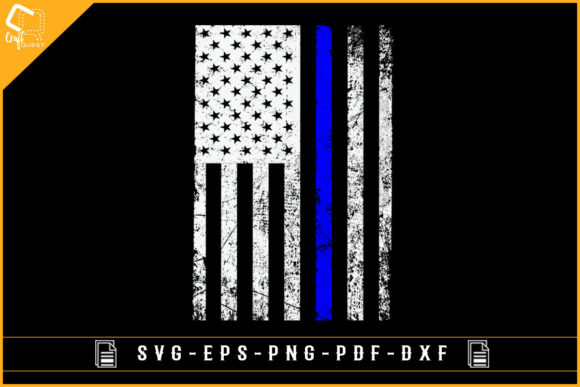 USA Flag Thin Blue Line Graphics for Crafts