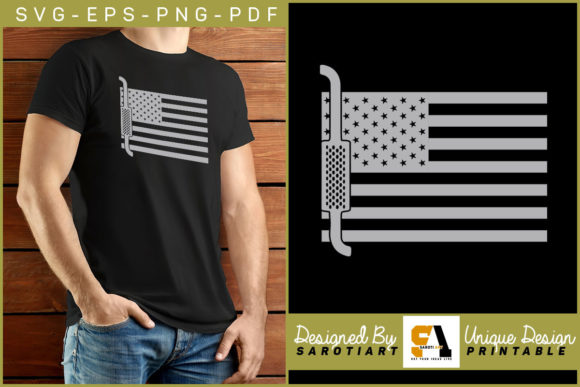 USA Flag Truck Driver Graphics for Crafts