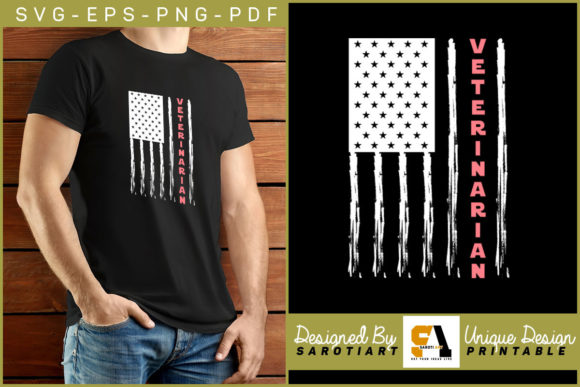 Veterinarian with USA Flag T-shirt: Graphics for Crafts